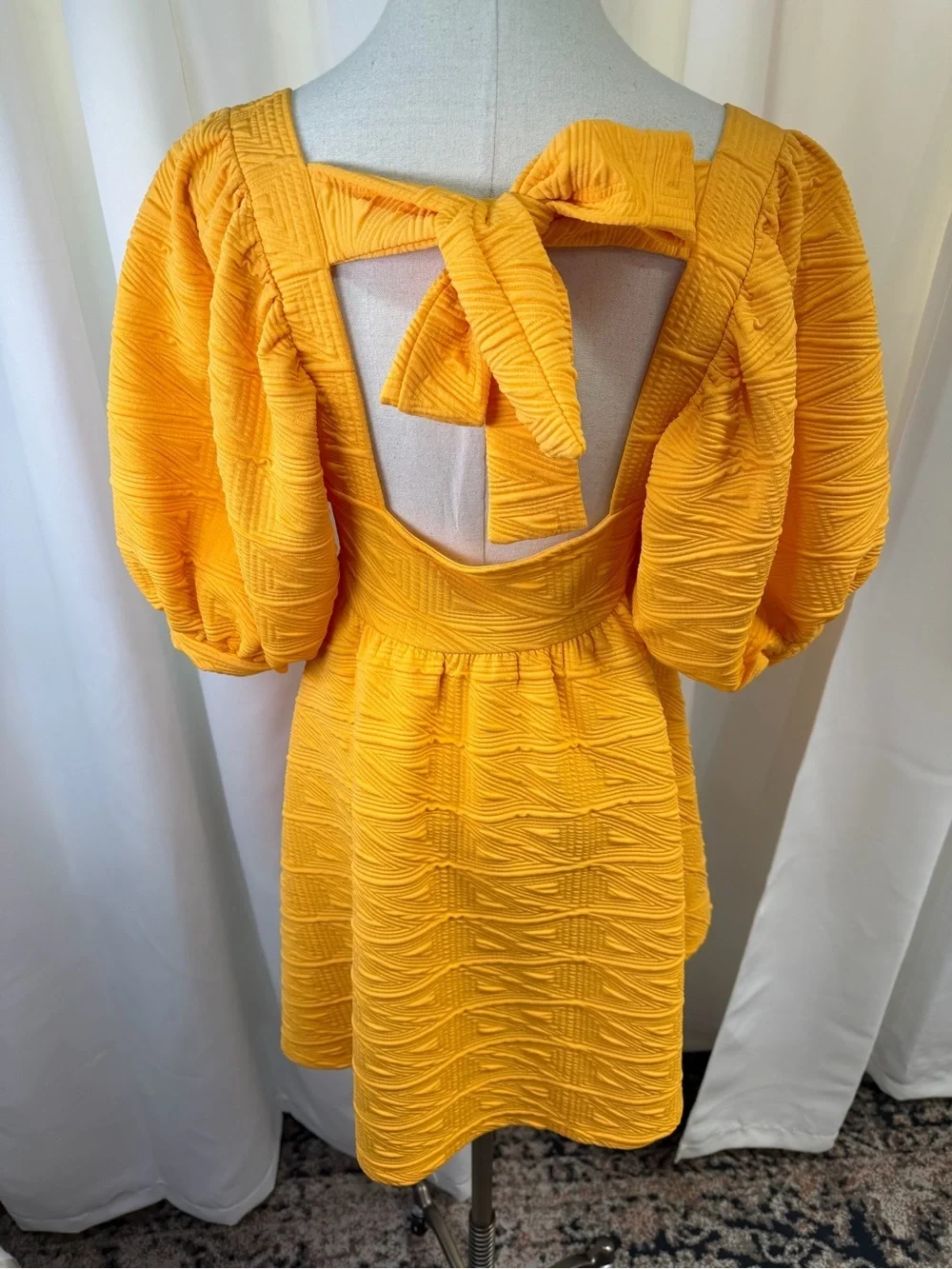 Free People ‘Violet’ Textured Mini Dress in Golden Yellow / Orange Size Small